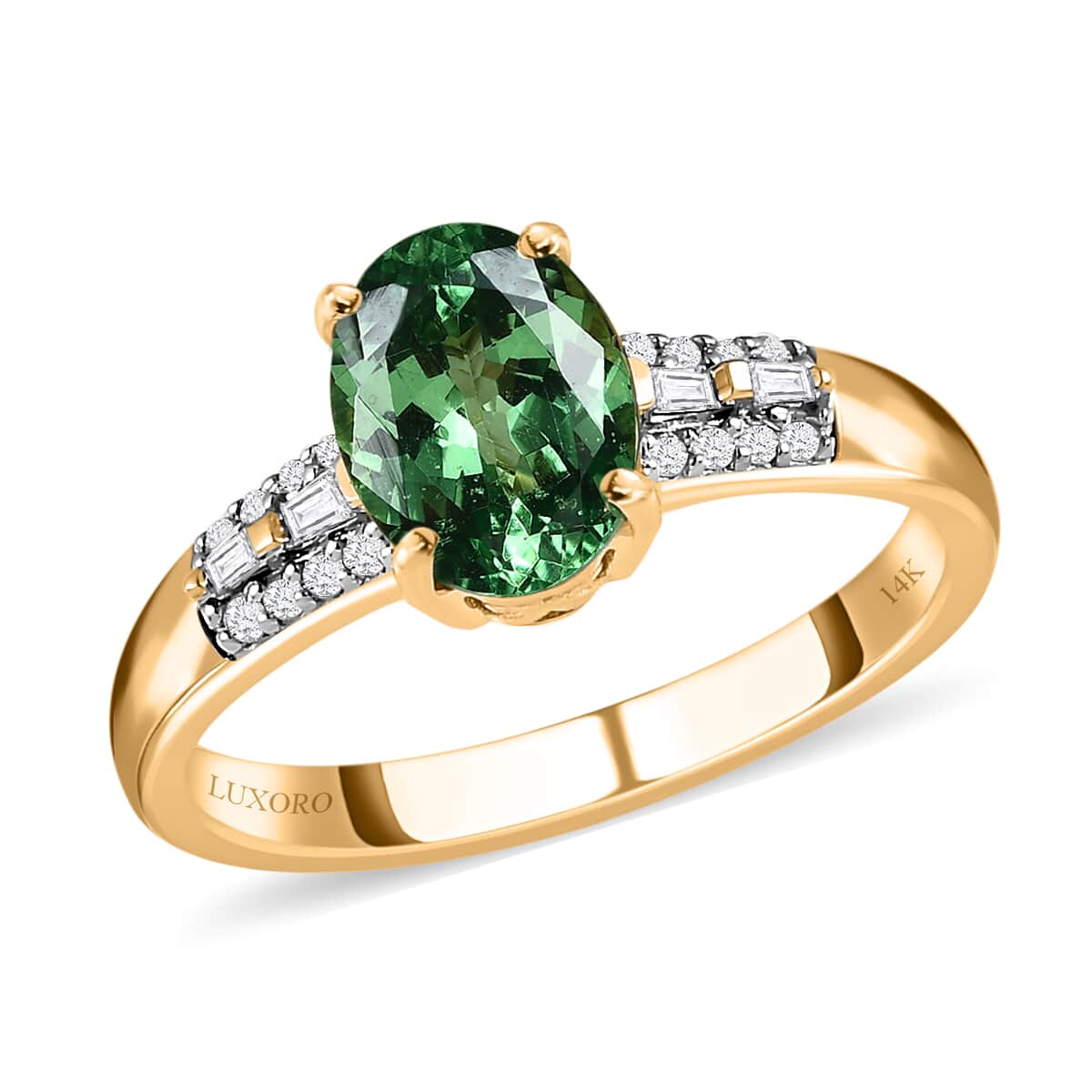 Luxoro 14K Yellow Gold AAA Tsavorite Garnet and G-H I3 Diamond Ring (Size 10.0) 1.40 ctw image number 0