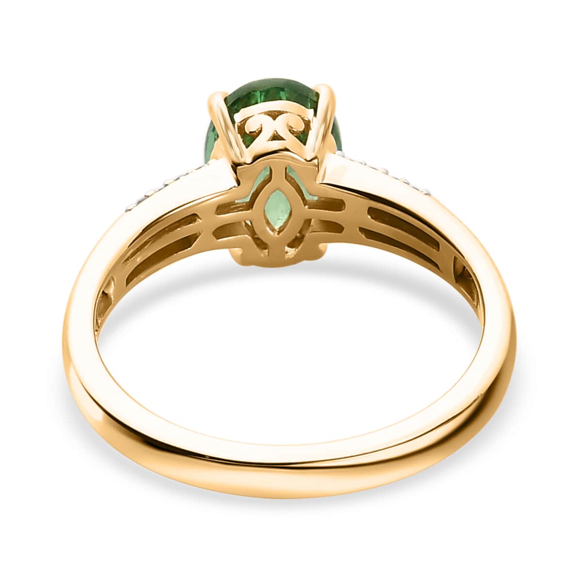 Luxoro 14K Yellow Gold AAA Tsavorite Garnet and G-H I3 Diamond Ring (Size 10.0) 1.40 ctw image number 4
