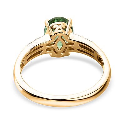 Luxoro 14K Yellow Gold AAA Tsavorite Garnet and G-H I3 Diamond Ring (Size 10.0) 1.40 ctw