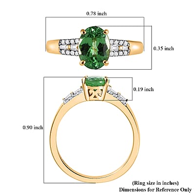 Luxoro 14K Yellow Gold AAA Tsavorite Garnet and G-H I3 Diamond Ring (Size 10.0) 1.40 ctw