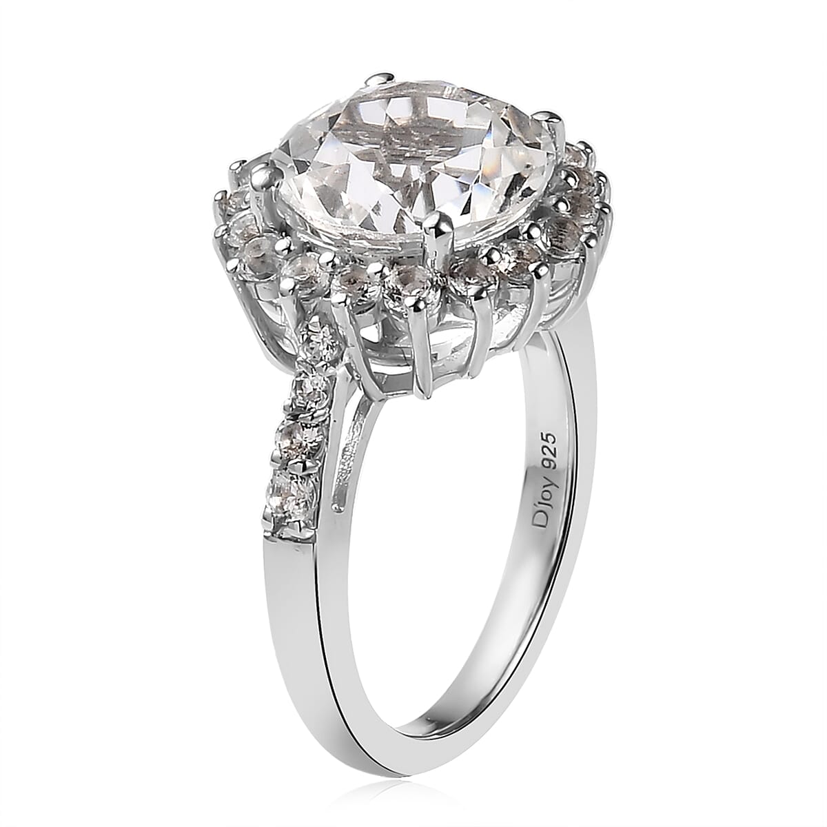 White Topaz Sunburst Ring in Platinum Over Sterling Silver (Size 10.0) 5.50 ctw