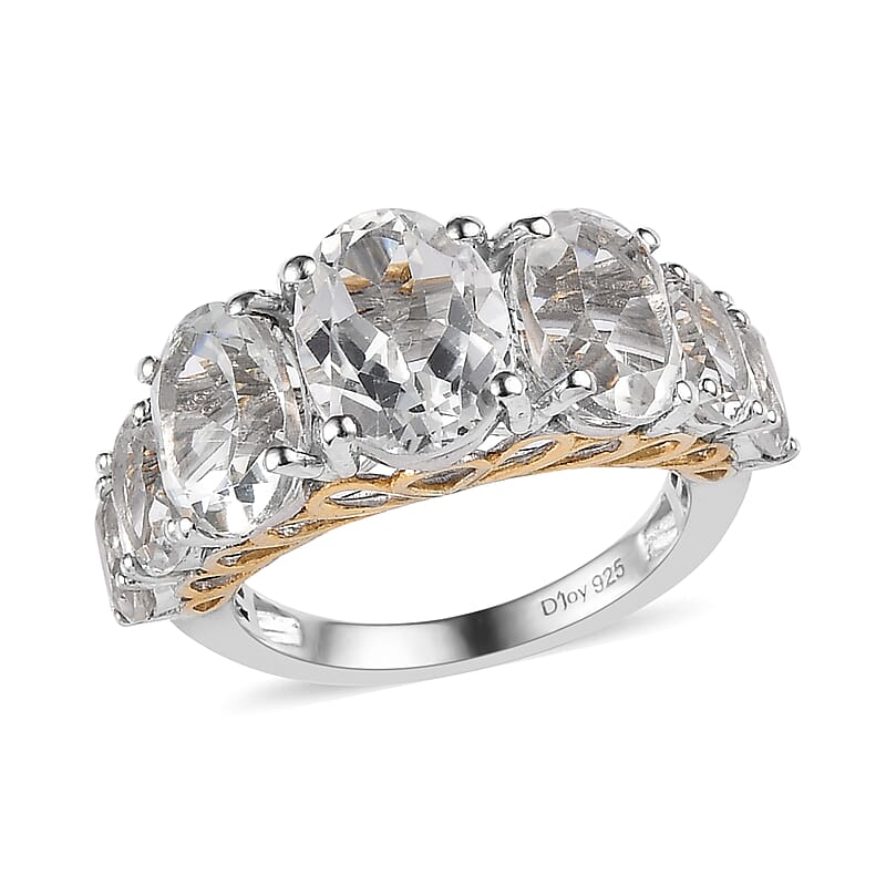 White Topaz Ring in Vermeil YG and Platinum Over Sterling Silver (Size 10.0) 7.00 ctw