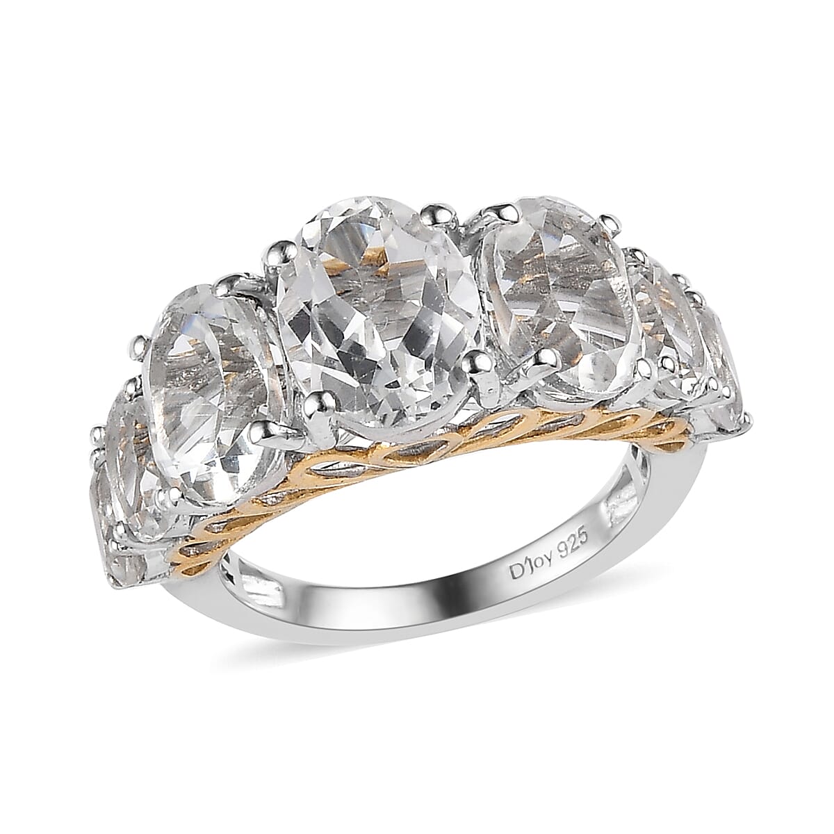 White Topaz Ring in Vermeil YG and Platinum Over Sterling Silver 7.00 ctw
