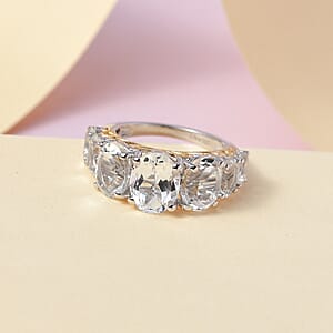 White Topaz Ring in Vermeil YG and Platinum Over Sterling Silver (Size 9.0) 7.00 ctw