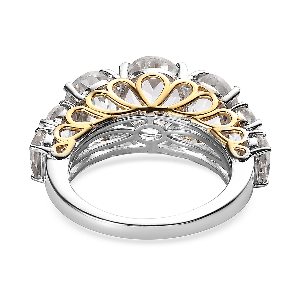 White Topaz Ring in Vermeil YG and Platinum Over Sterling Silver (Size 9.0) 7.00 ctw image number 4