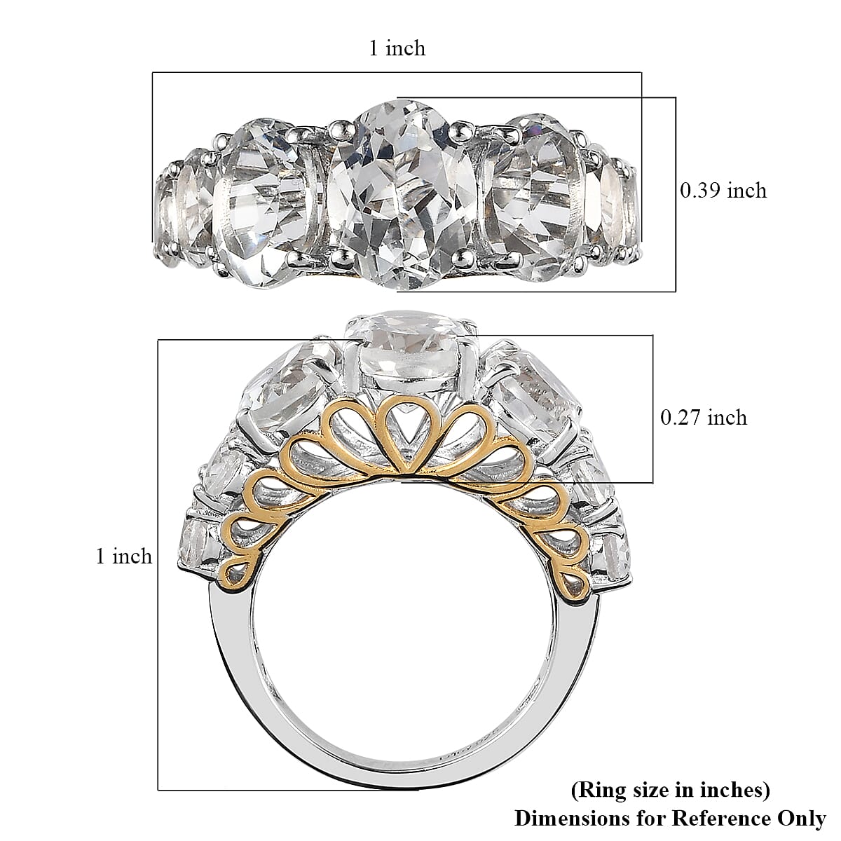 White Topaz Ring in Vermeil YG and Platinum Over Sterling Silver (Size 9.0) 7.00 ctw image number 5