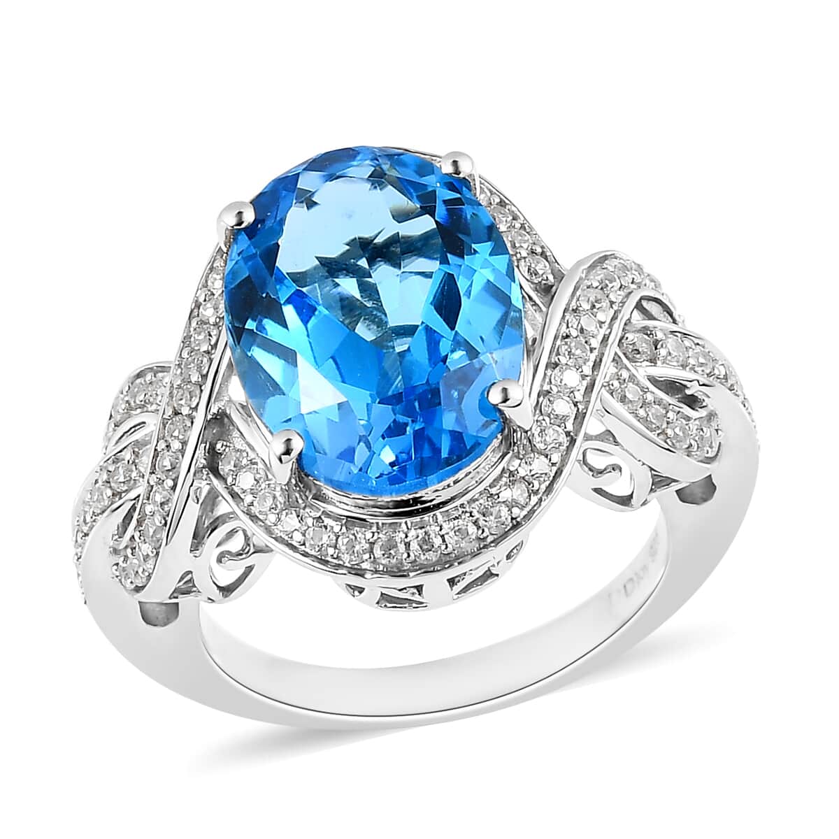 Marambaia Topaz and White Zircon Ring in Platinum Over Sterling Silver 7.90 ctw image number 0