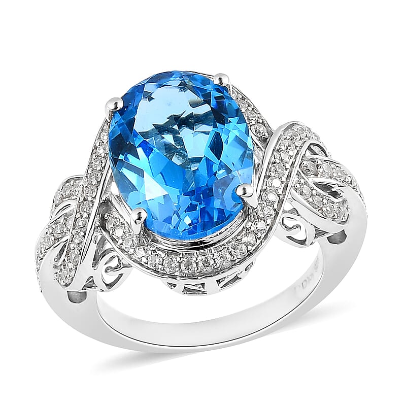 Marambaia Topaz and White Zircon Ring in Platinum Over Sterling Silver (Size 10.0) 7.90 ctw