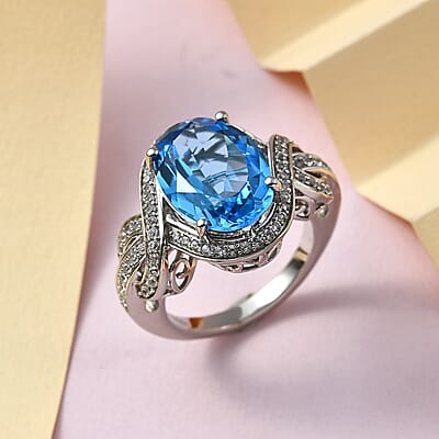 Marambaia Topaz and White Zircon Ring in Platinum Over Sterling Silver (Size 10.0) 7.90 ctw