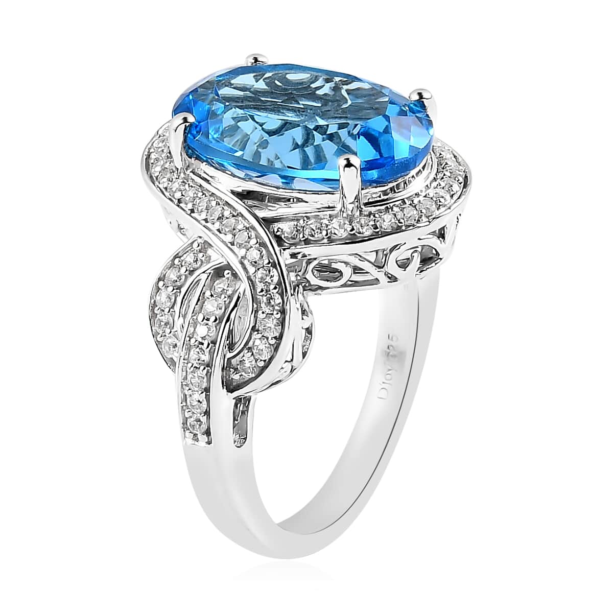 Marambaia Topaz and White Zircon Ring in Platinum Over Sterling Silver 7.90 ctw image number 3