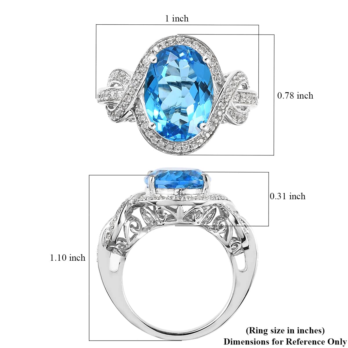Marambaia Topaz and White Zircon Ring in Platinum Over Sterling Silver 7.90 ctw image number 5