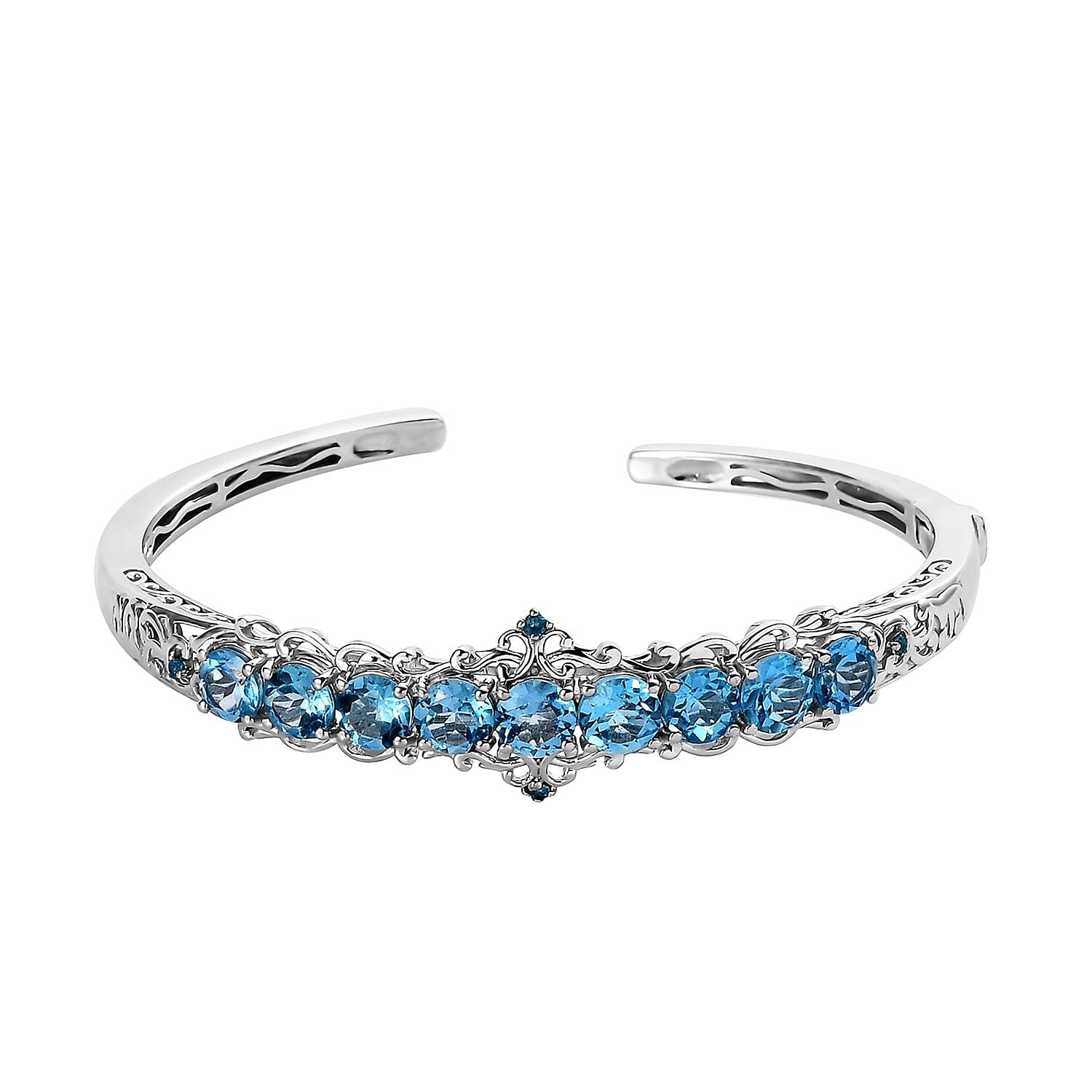 Marambaia Topaz and Malgache Neon Apatite Cuff Bracelet in Platinum Over Sterling Silver (7.25 In) 8.35 ctw