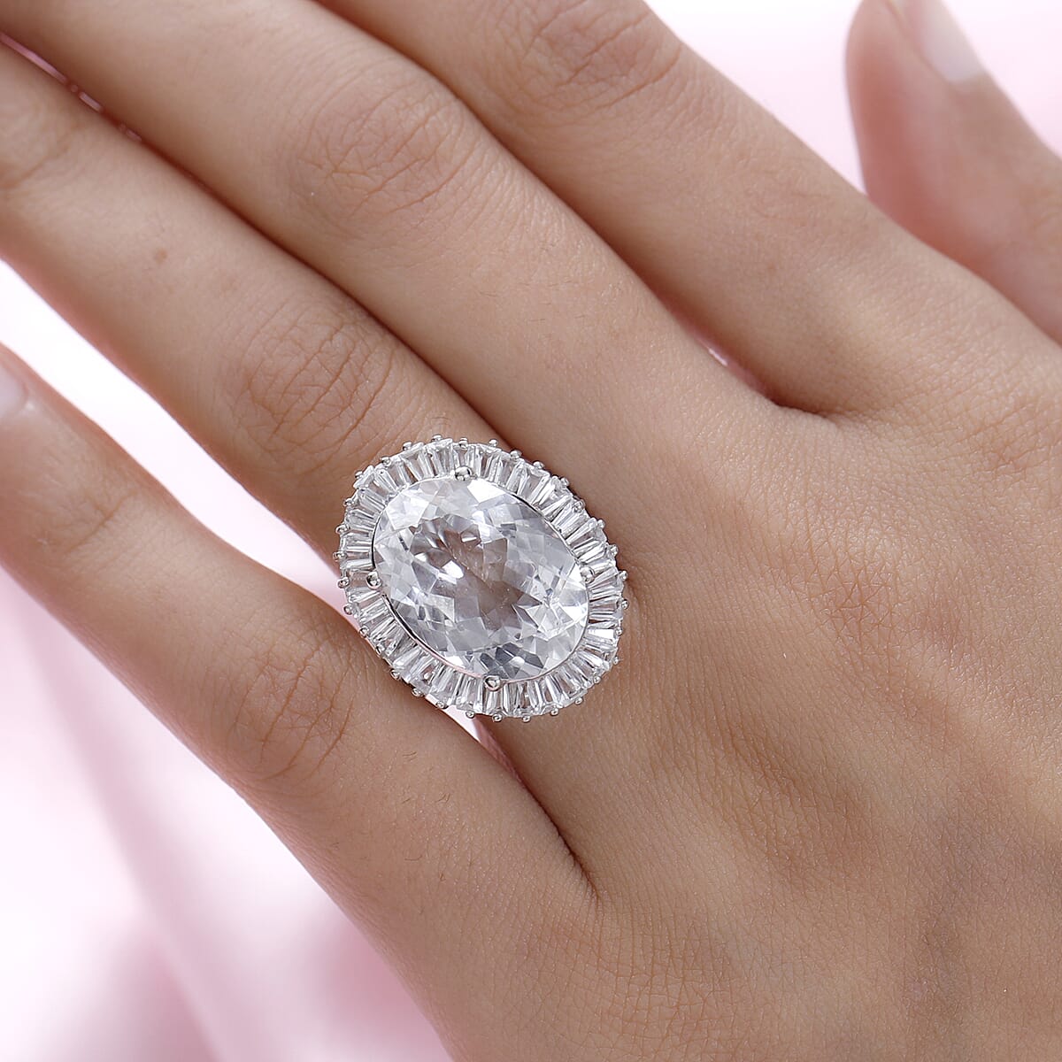 White Topaz Cluster Ring in Platinum Over Sterling Silver 18.35 ctw image number 2