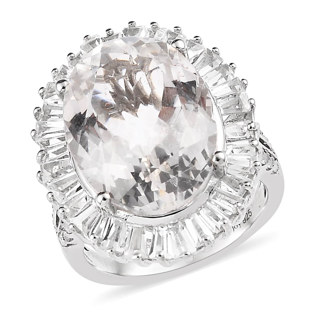 Buy White Topaz Floral Ring in Platinum Over Sterling Silver (Size