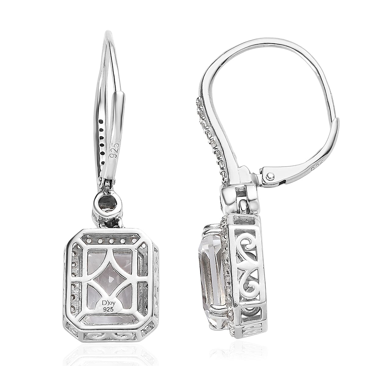 White Topaz Dangling Earrings in Platinum Over Sterling Silver 9.25 ctw image number 3