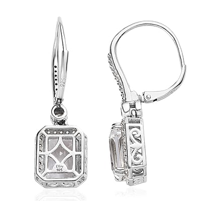 White Topaz Dangling Earrings in Platinum Over Sterling Silver 9.25 ctw