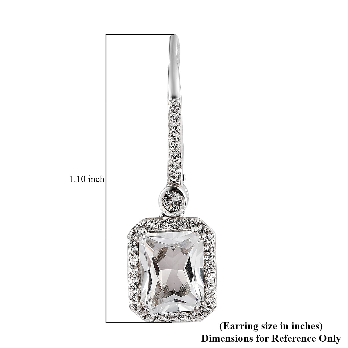 White Topaz Dangling Earrings in Platinum Over Sterling Silver 9.25 ctw image number 4