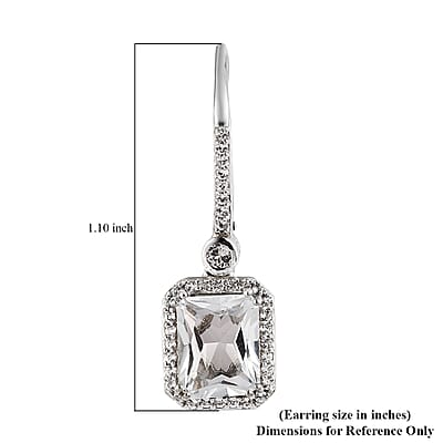 White Topaz Dangling Earrings in Platinum Over Sterling Silver 9.25 ctw