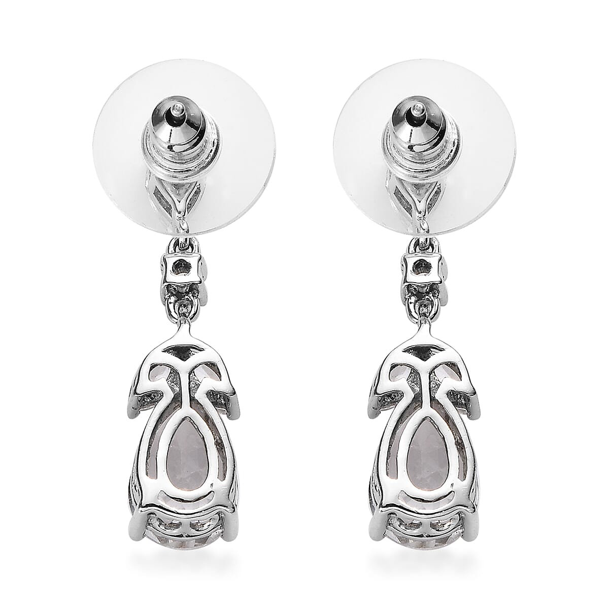 White Topaz Dangle Earrings in Platinum Over Sterling Silver 6.75 ctw image number 3
