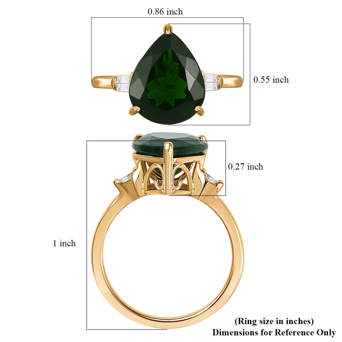 TLV LUXORO 10K Yellow Gold Premium Natural Chrome Diopside, Diamond (G-H, I3) Ring (Size 10.0) (2.60 g) 4.35 ctw image number 5