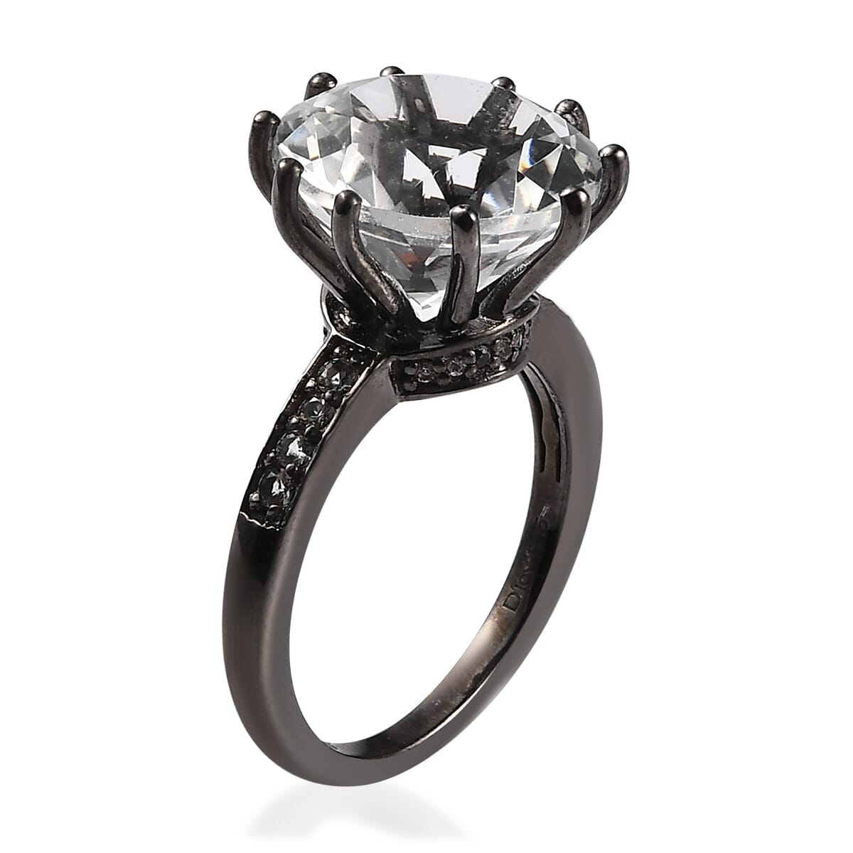 White Topaz Ring in Black Rhodium Over Sterling Silver (Size 10.0) 8.15 ctw image number 3