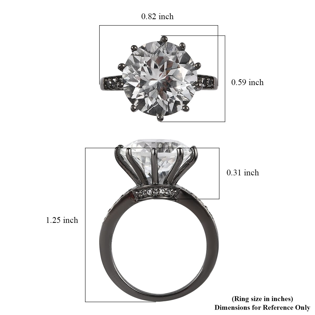 White Topaz Ring in Black Rhodium Over Sterling Silver (Size 10.0) 8.15 ctw image number 5