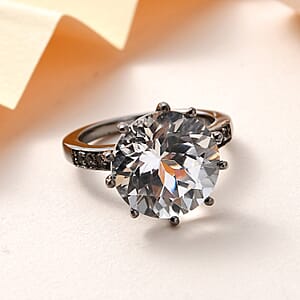 White Topaz Ring in Black Rhodium Over Sterling Silver (Size 9.0) 8.15 ctw