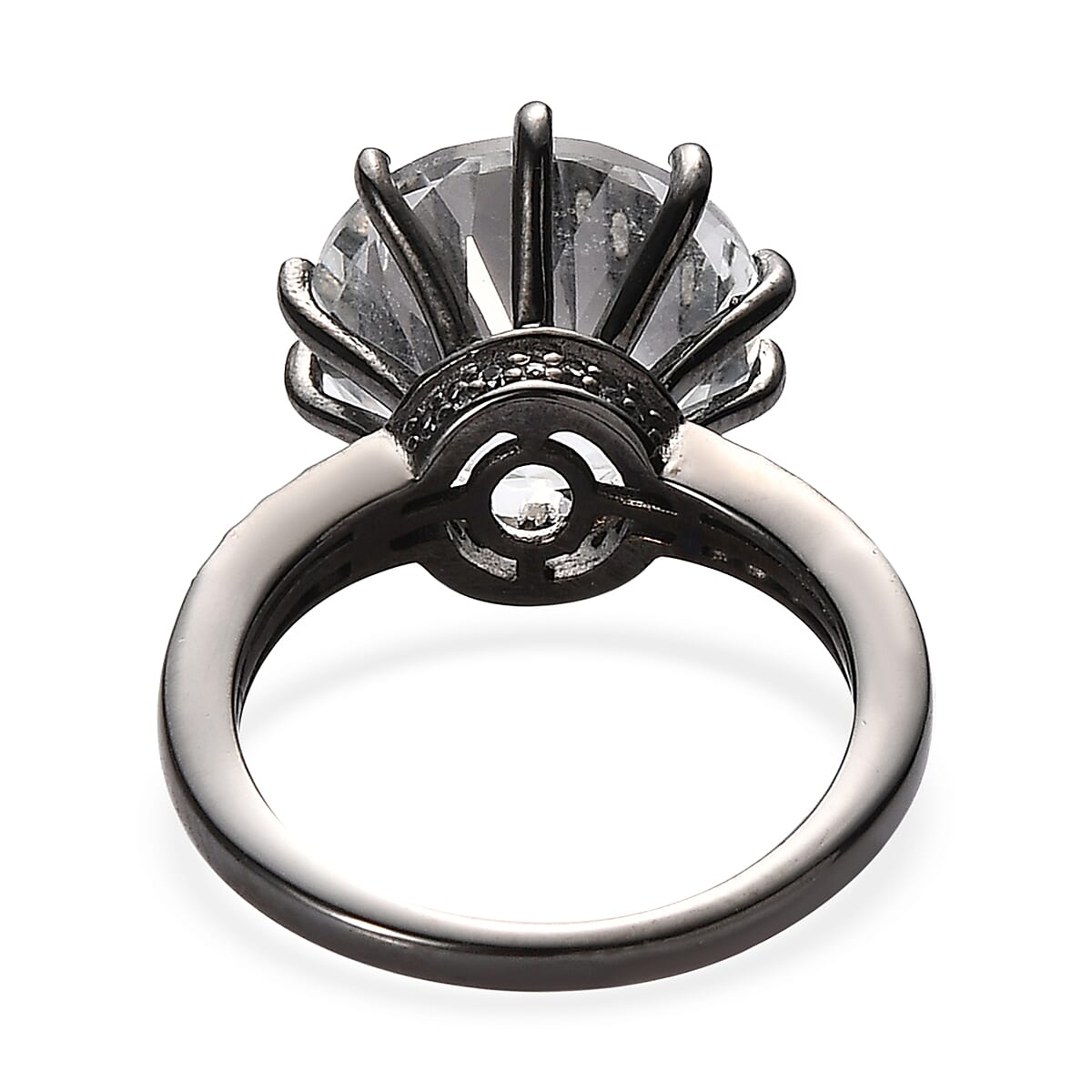 White Topaz Ring in Black Rhodium Over Sterling Silver (Size 9.0) 8.15 ctw image number 4