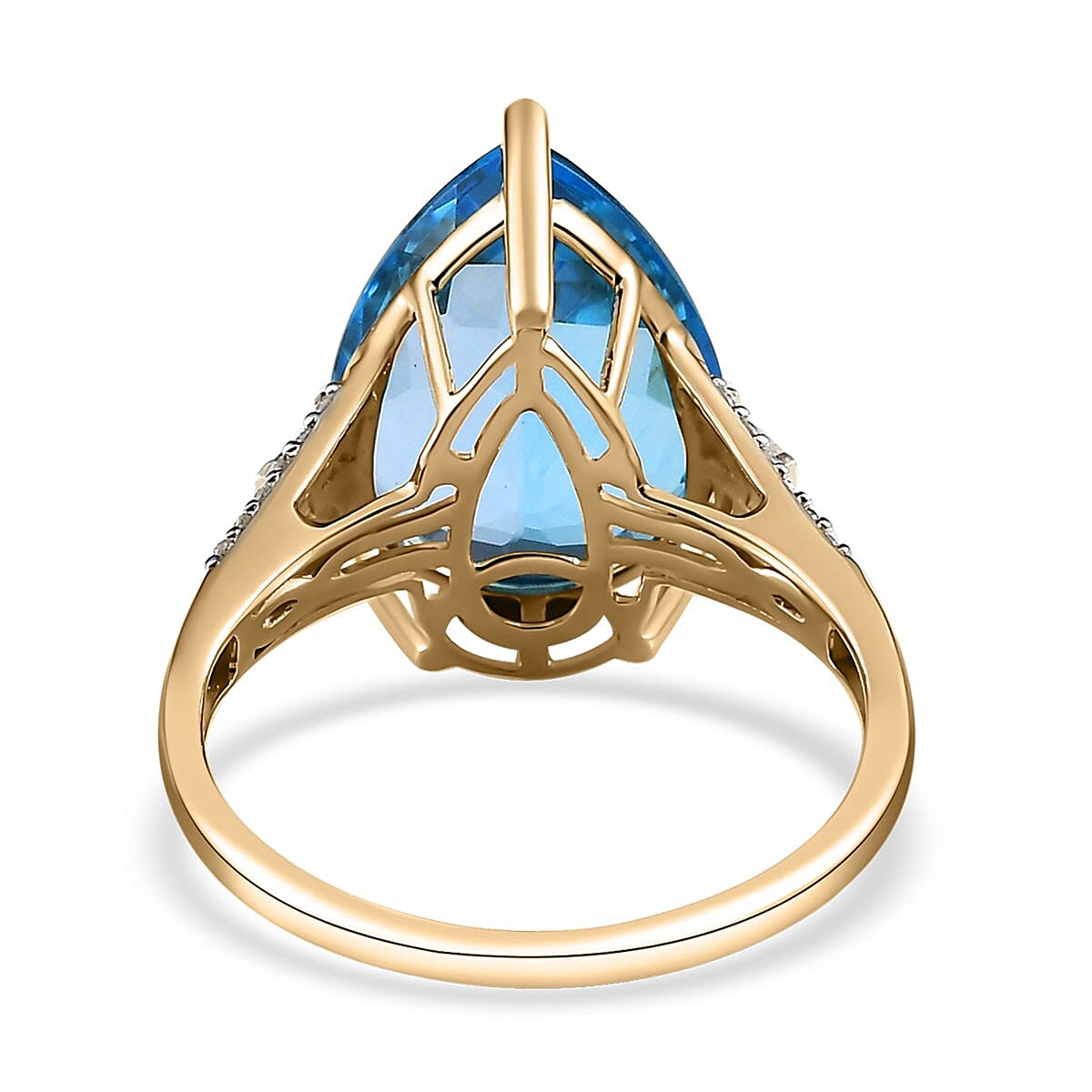 Luxoro 10K Yellow Gold Premium Marambaia Topaz and G-H I3 Diamond Ring (Size 10.0) 10.00 ctw