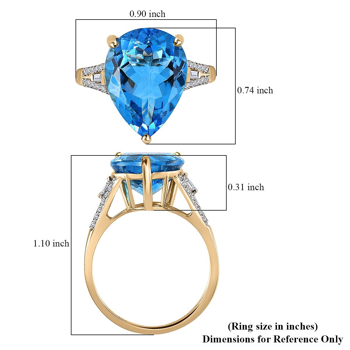 Luxoro 10K Yellow Gold Premium Marambaia Topaz and G-H I3 Diamond Ring (Size 10.0) 10.00 ctw