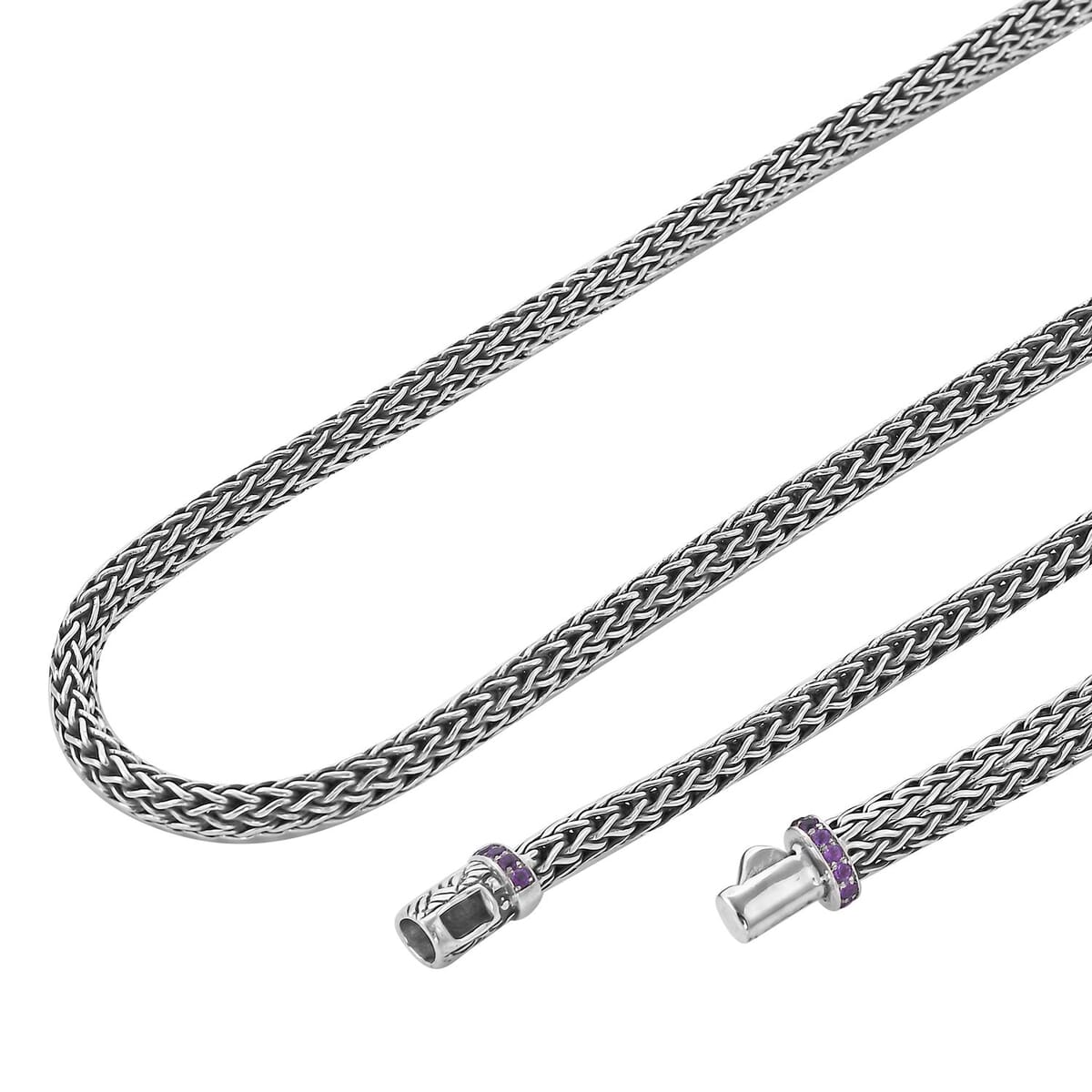 BALI LEGACY Amethyst Necklace 20 Inches in Sterling Silver 45.75 Grams 0.50 ctw image number 3