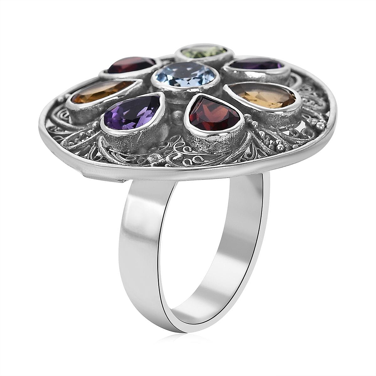 BALI LEGACY Multi Gemstone Ring in Sterling Silver (Size 6.0) (9.70 g) 7.99 ctw image number 3