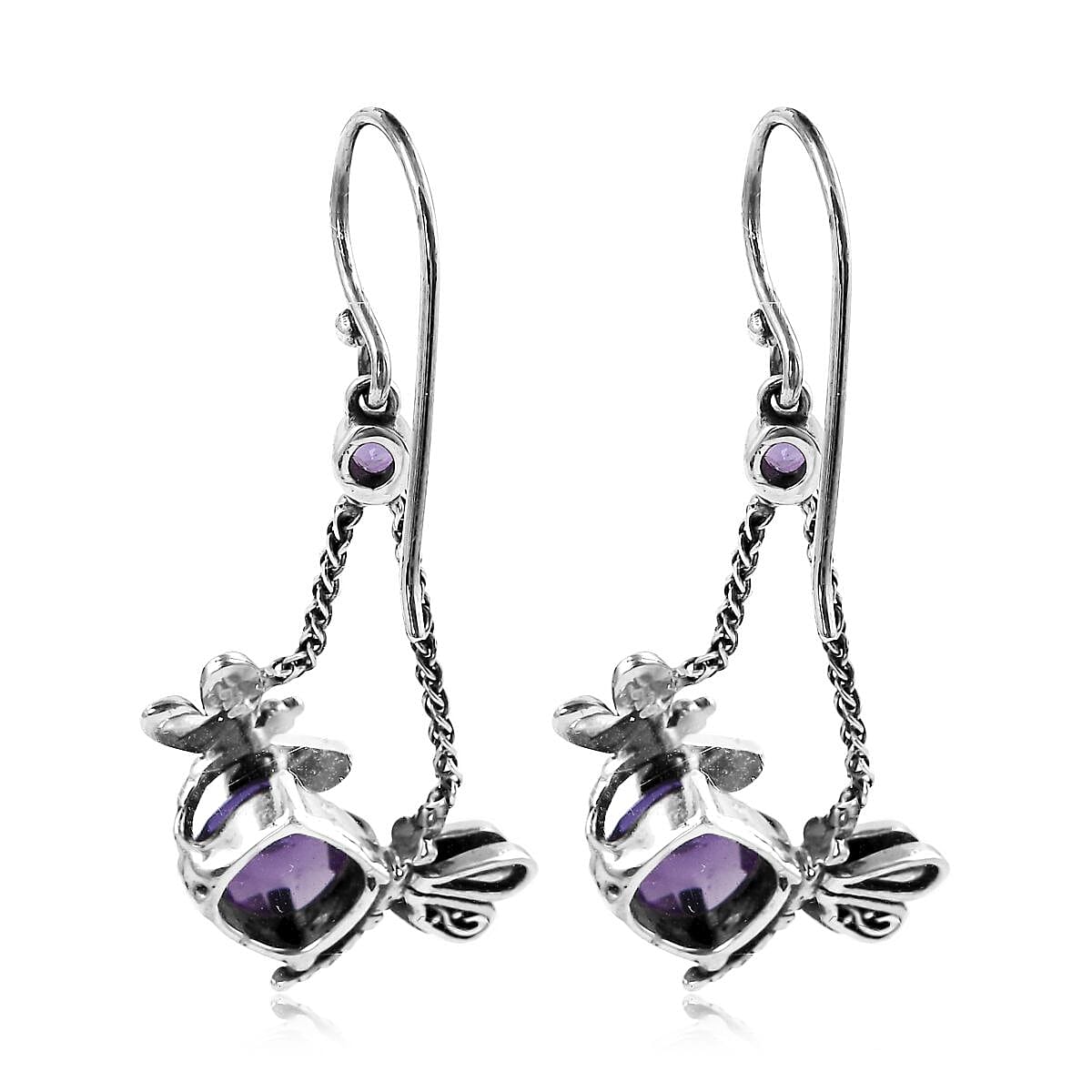 Bali Legacy Amethyst Dragonfly Earrings in Sterling Silver 3.00 ctw image number 3
