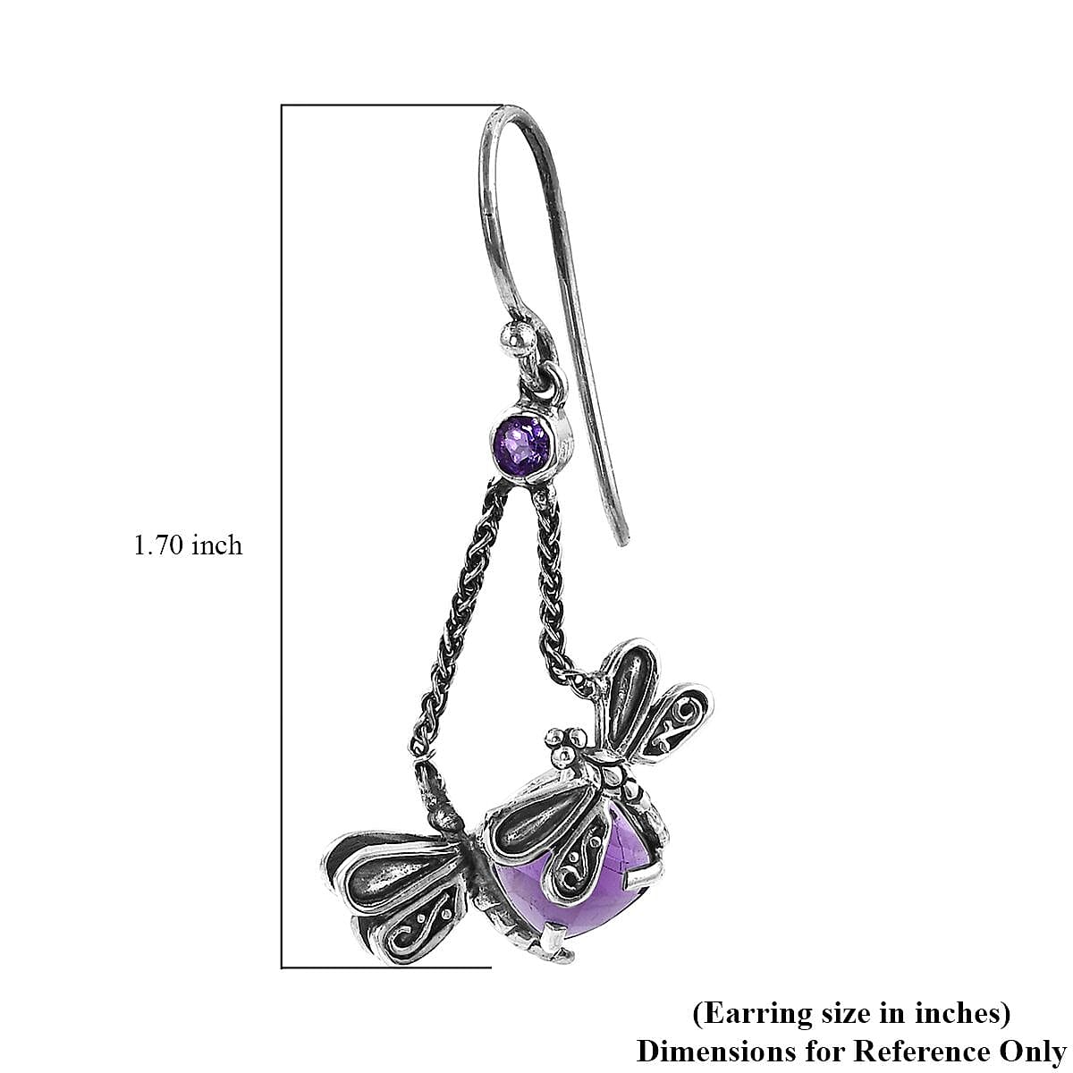 Bali Legacy Amethyst Dragonfly Earrings in Sterling Silver 3.00 ctw