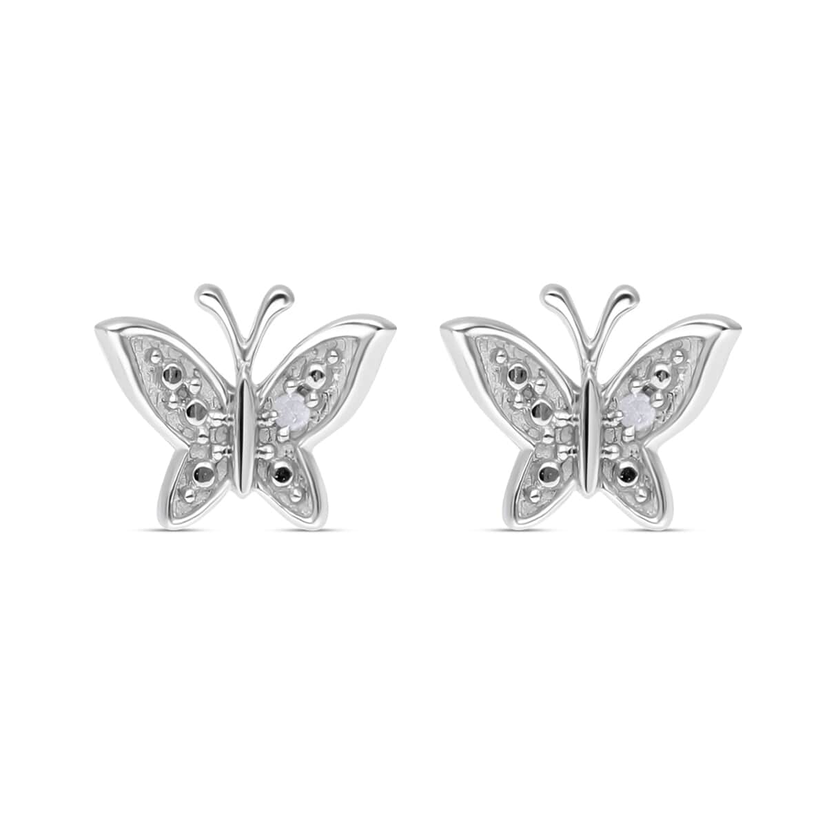 Diamond Accent Butterfly Earrings in Platinum Over Sterling Silver image number 0