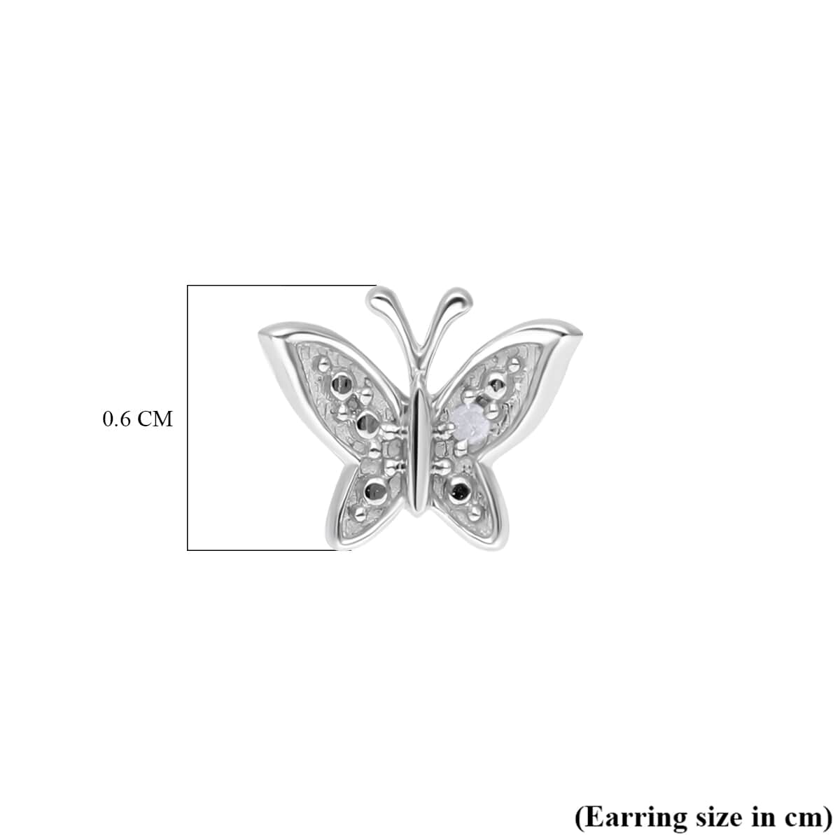 Diamond Accent Butterfly Earrings in Platinum Over Sterling Silver image number 4