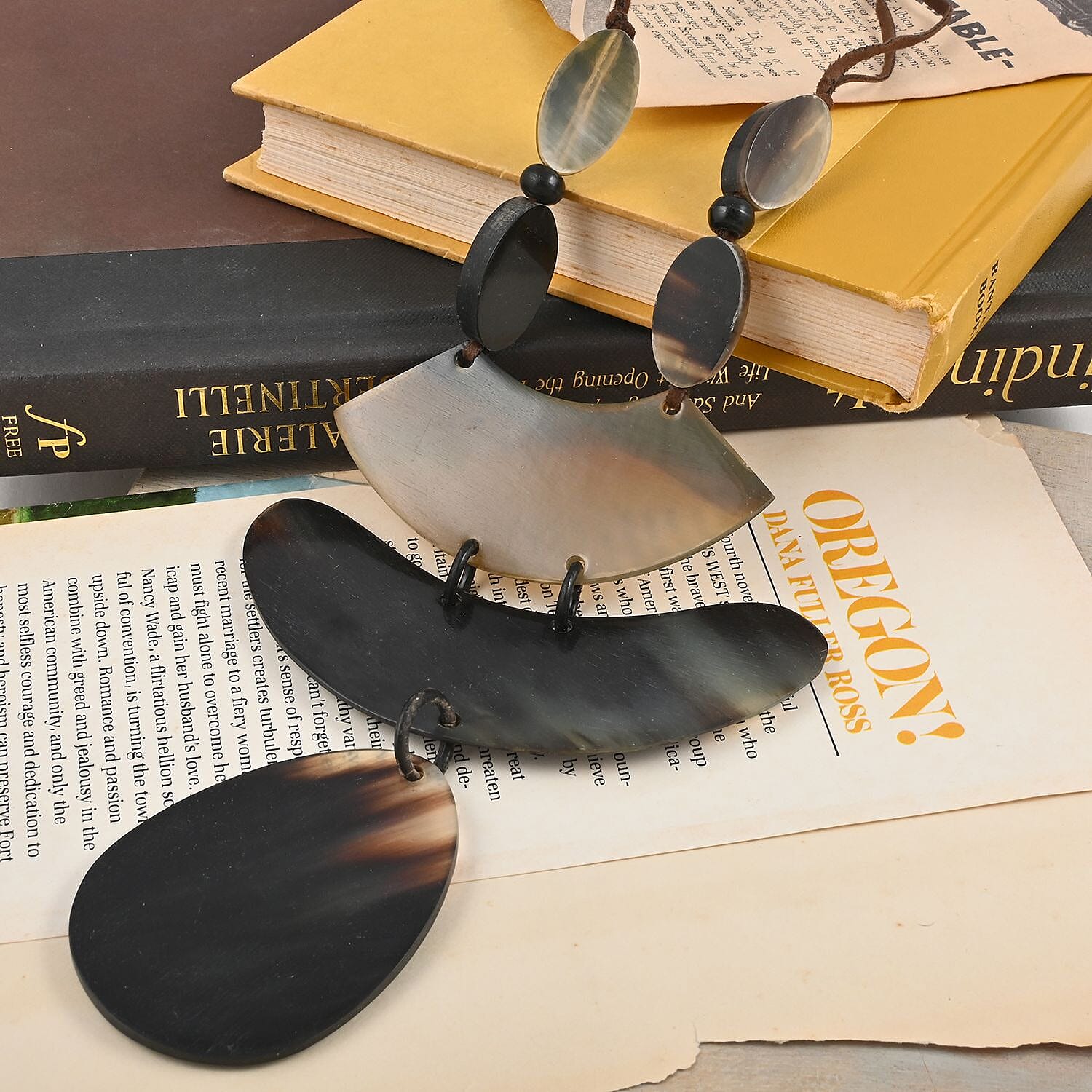 Genuine Buffalo Horn Adjustable Leather Cord Necklace