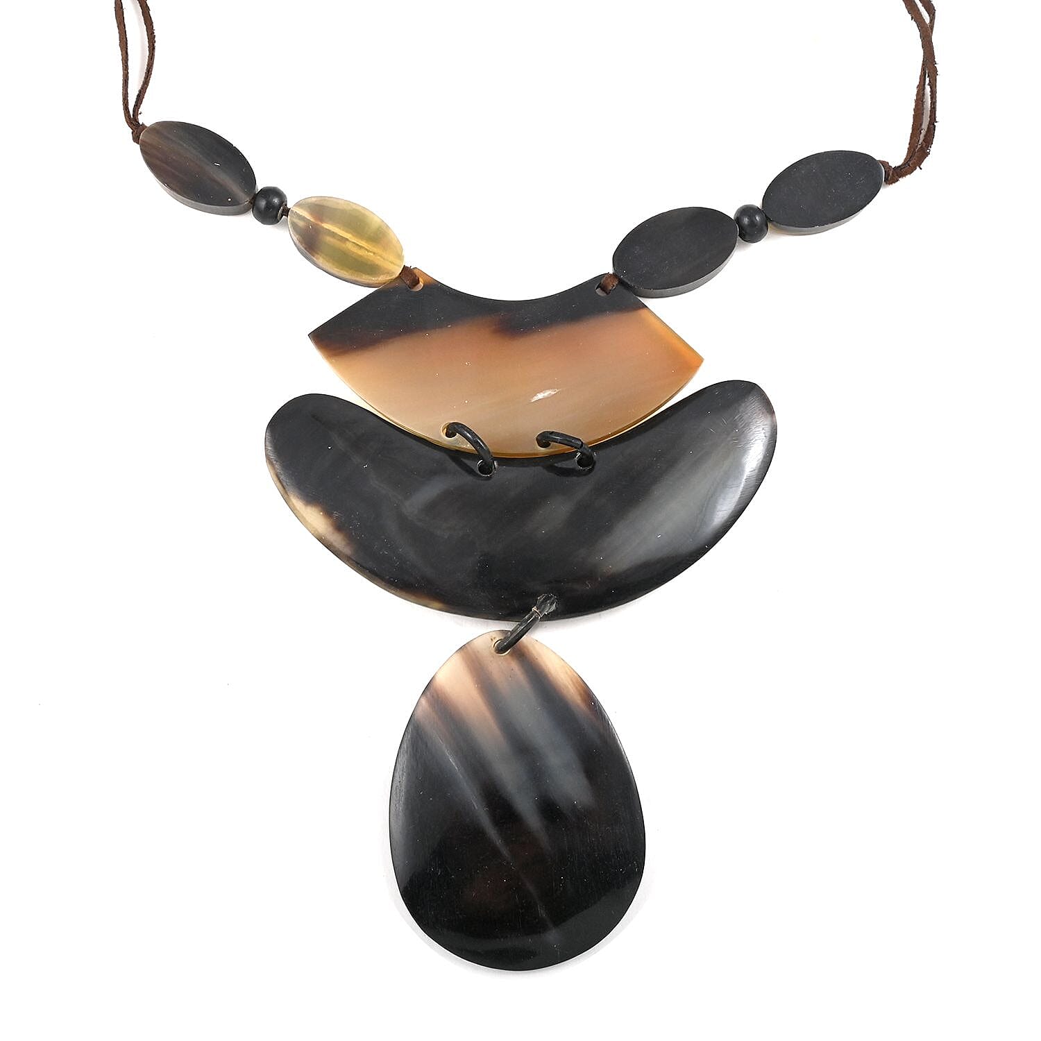 Genuine Buffalo Horn Adjustable Leather Cord Necklace