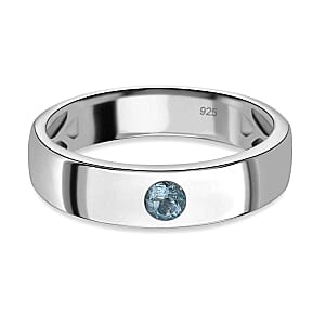 Santamaria Aquamarine 0.09 ctw Band Ring in Platinum Over Sterling Silver (Size 6.5)