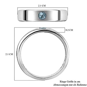 Santamaria Aquamarine 0.09 ctw Band Ring in Platinum Over Sterling Silver (Size 6.5)