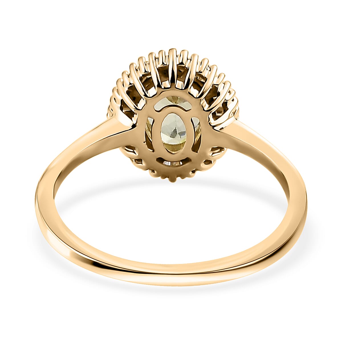 Luxoro 10K Yellow Gold Premium Natural Chrysoberyl and Diamond Halo Ring (Size 6.0) 1.65 ctw
