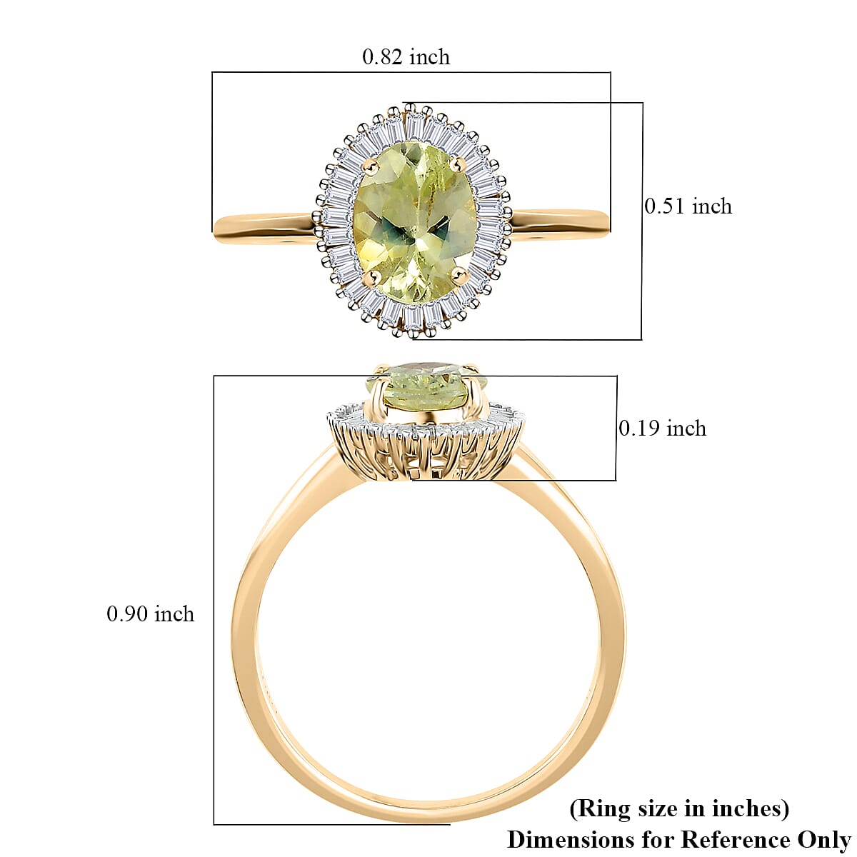 Luxoro 10K Yellow Gold Premium Natural Chrysoberyl and Diamond Halo Ring (Size 6.0) 1.65 ctw