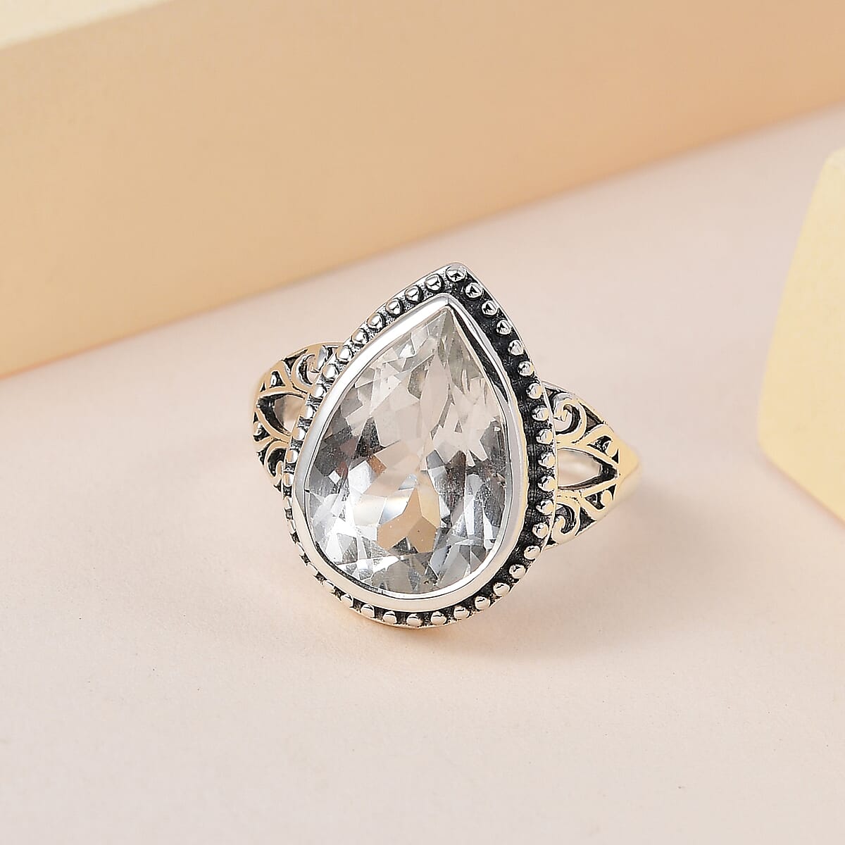 Artisan Crafted White Topaz Solitaire Ring in Sterling Silver (Size 6.0) 6.75 ctw image number 1