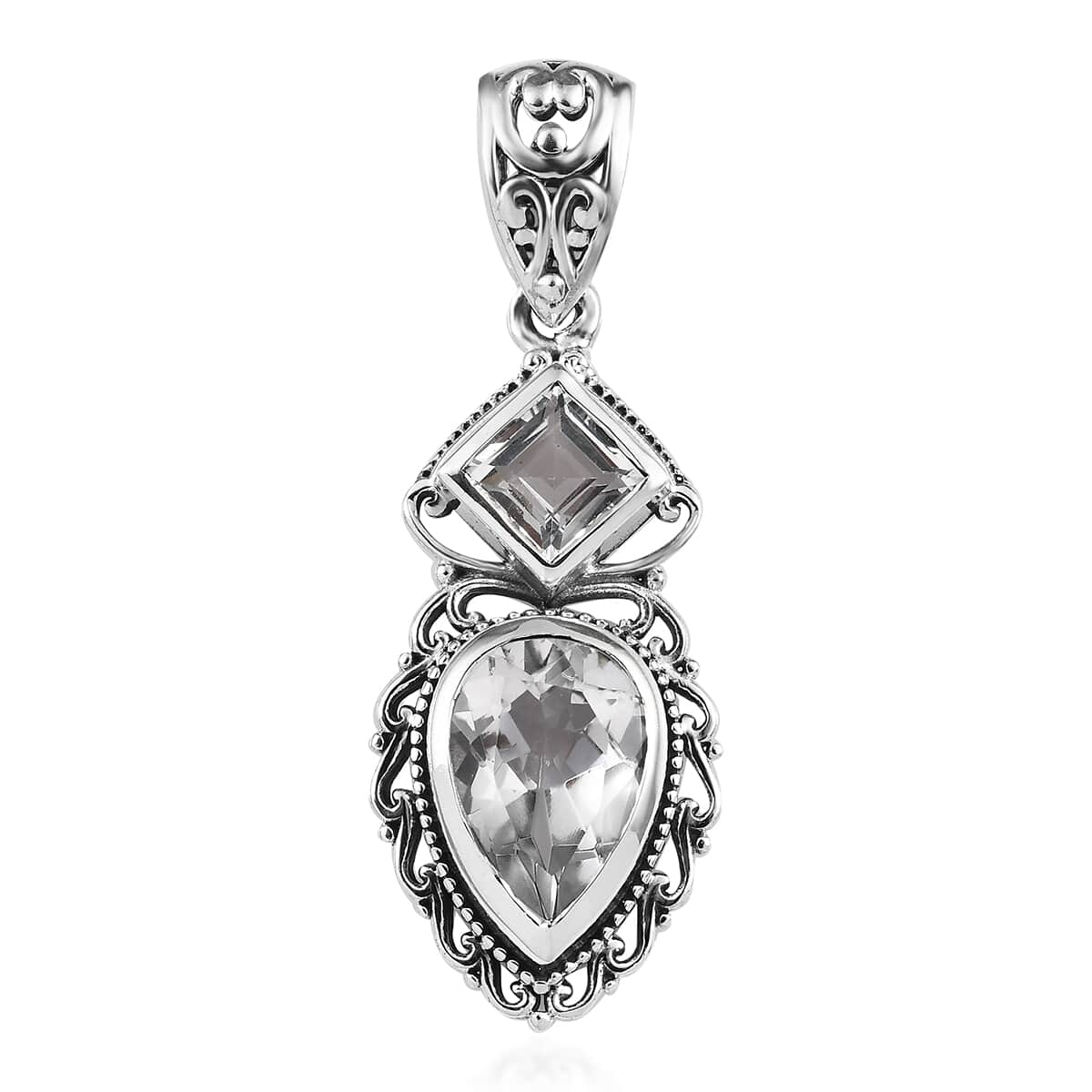 Artisan Crafted White Topaz Pendant in Sterling Silver 6.75 ctw image number 0