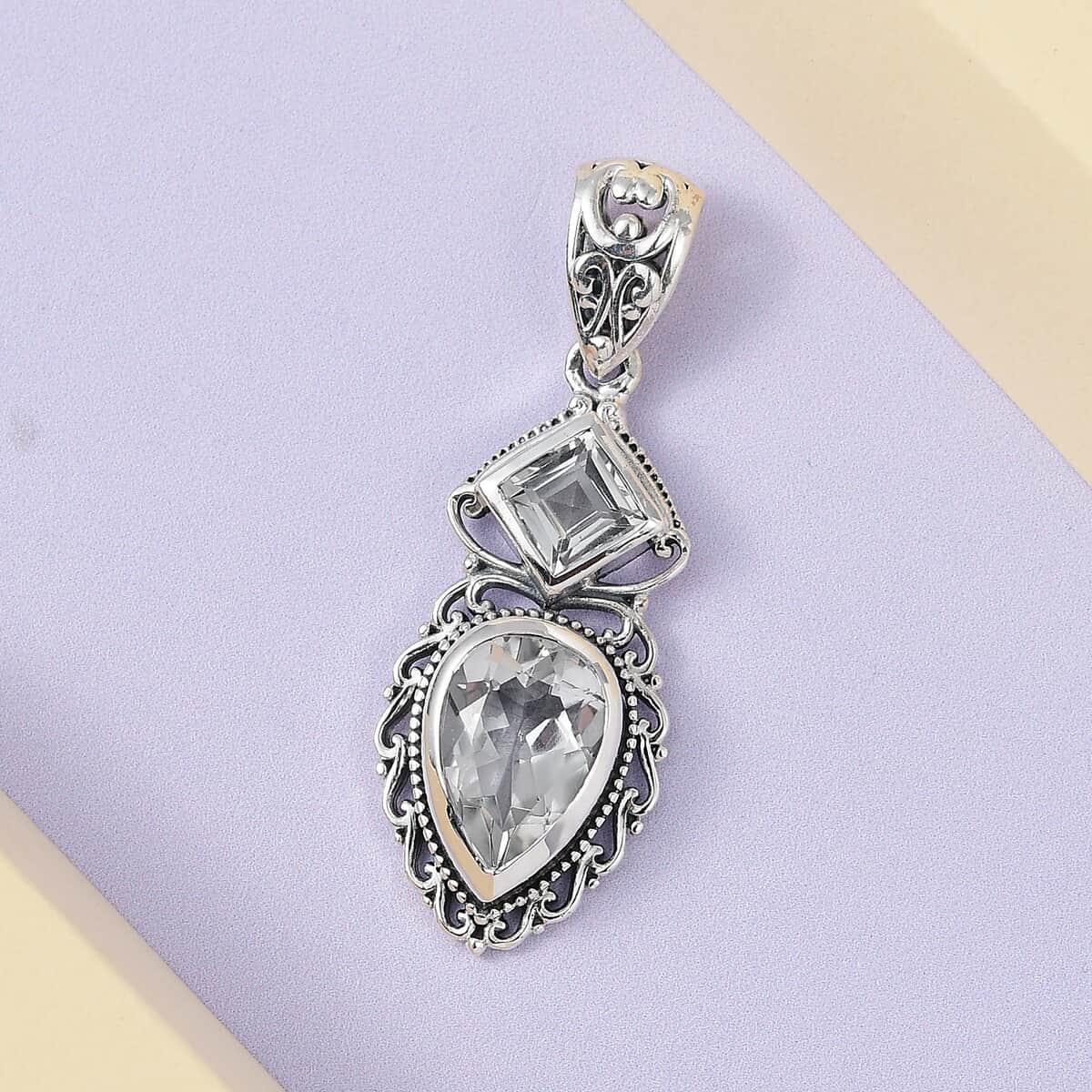 Artisan Crafted White Topaz Pendant in Sterling Silver 6.75 ctw image number 1