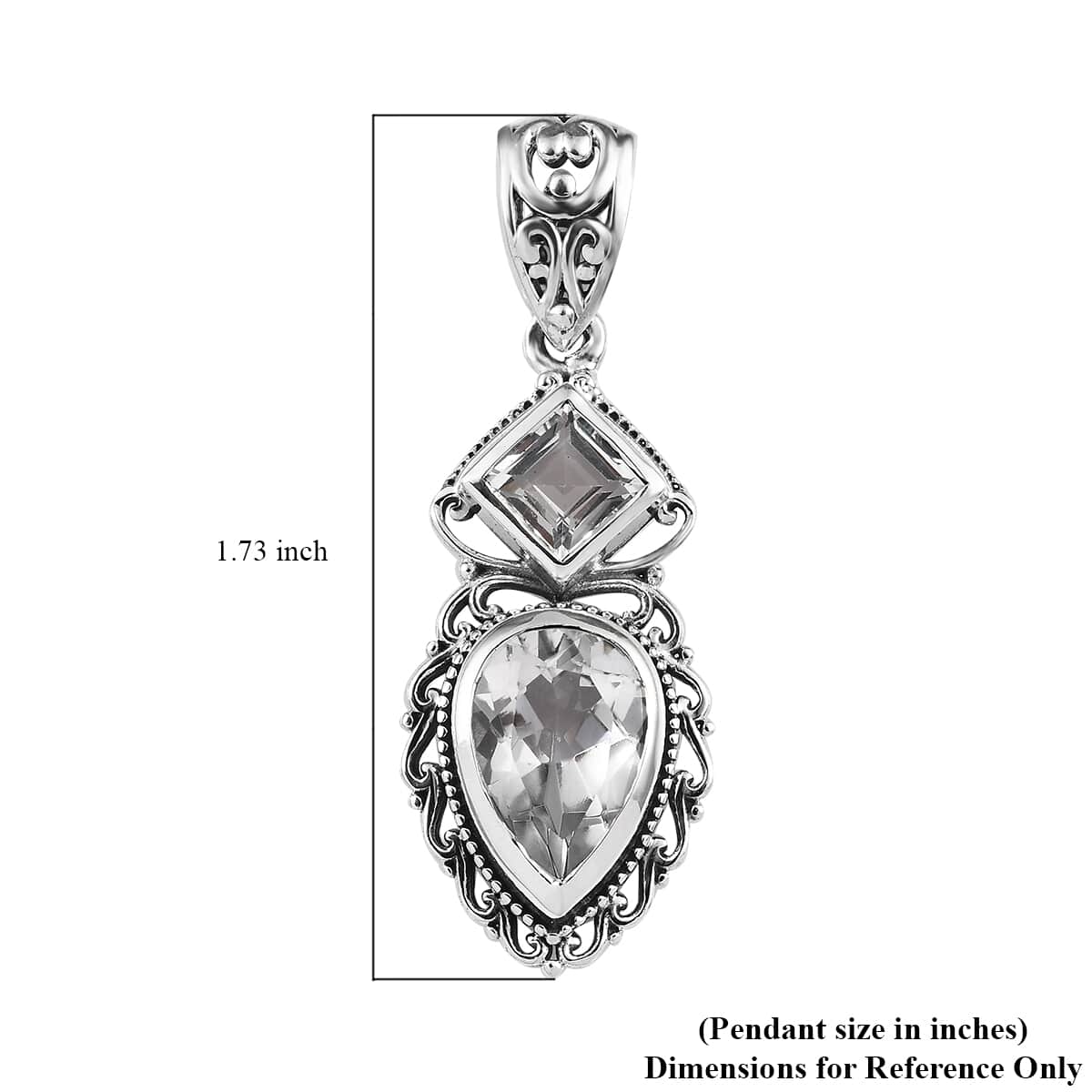 Artisan Crafted White Topaz Pendant in Sterling Silver 6.75 ctw image number 5