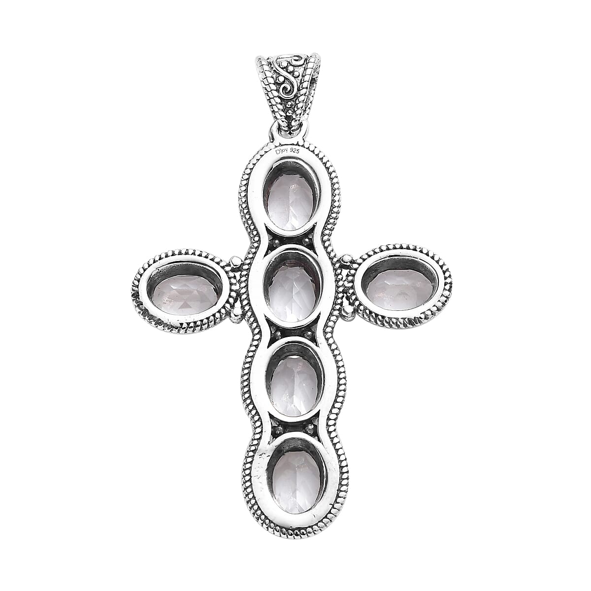 Artisan Crafted White Topaz 8.75 ctw Cross Pendant without Chain in Sterling Silver image number 4
