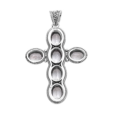 Artisan Crafted White Topaz 8.75 ctw Cross Pendant without Chain in Sterling Silver