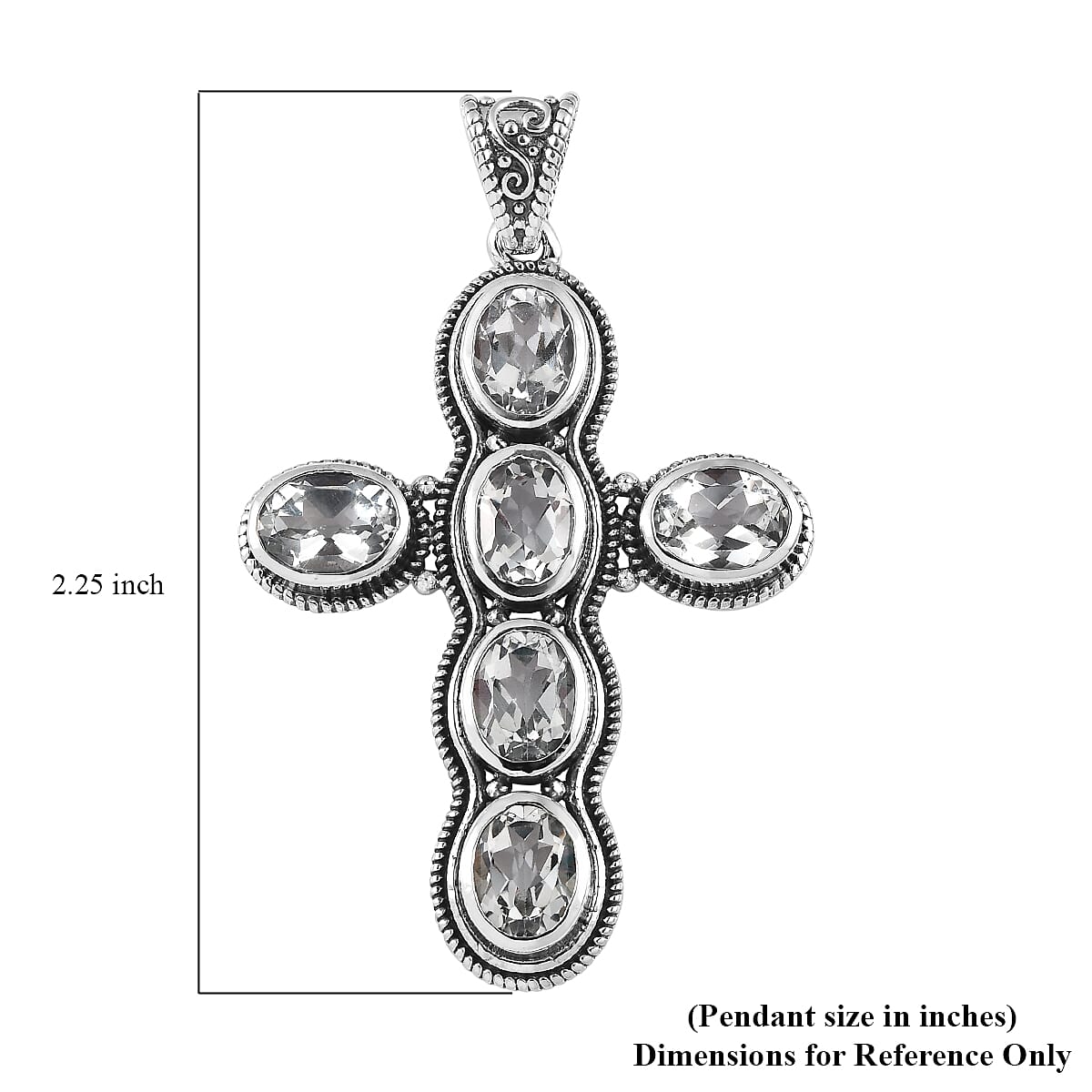 Artisan Crafted White Topaz 8.75 ctw Cross Pendant without Chain in Sterling Silver