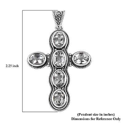 Artisan Crafted White Topaz 8.75 ctw Cross Pendant without Chain in Sterling Silver